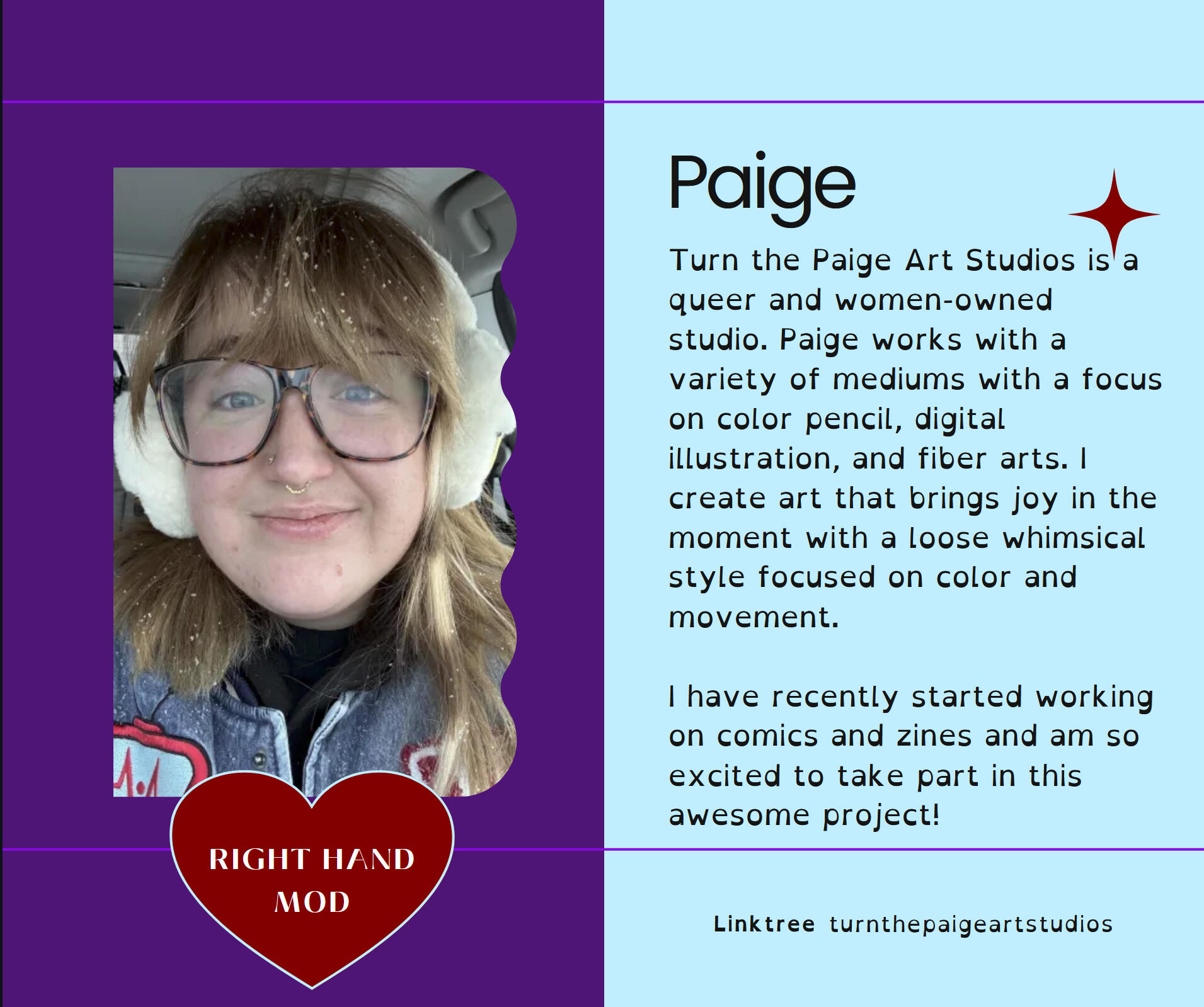Turn the Paige Art Studios is a queer and women-owned studio. Paige works with a variety of mediums with a focus on color pencil, digital illustration, and fiber arts. I create art that brings joy in the moment with a loose whimsical style focused on color
